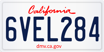 CA license plate 6VEL284