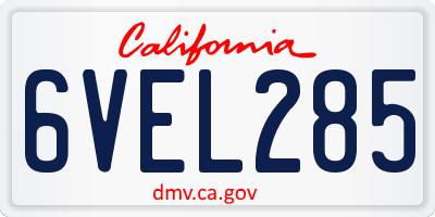 CA license plate 6VEL285