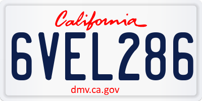 CA license plate 6VEL286
