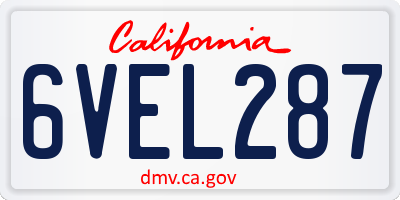 CA license plate 6VEL287