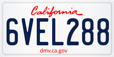 CA license plate 6VEL288