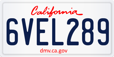 CA license plate 6VEL289