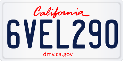CA license plate 6VEL290