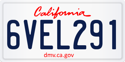 CA license plate 6VEL291