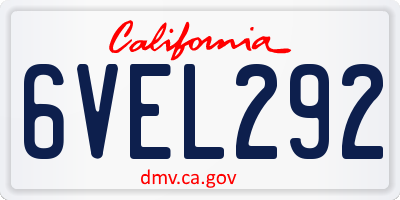 CA license plate 6VEL292