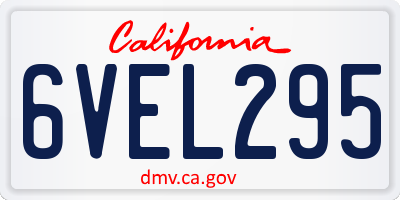 CA license plate 6VEL295