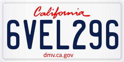 CA license plate 6VEL296