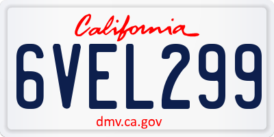 CA license plate 6VEL299