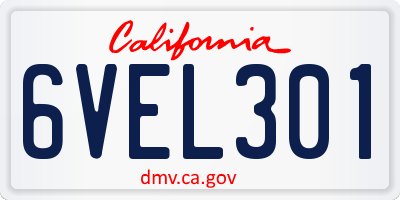 CA license plate 6VEL301