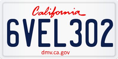CA license plate 6VEL302