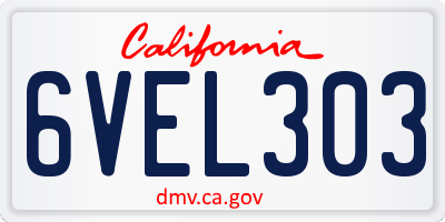 CA license plate 6VEL303
