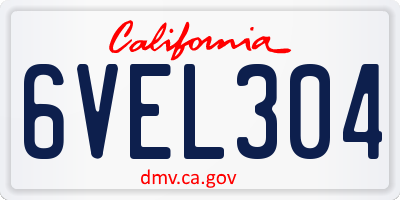 CA license plate 6VEL304
