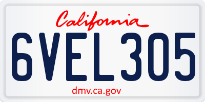 CA license plate 6VEL305