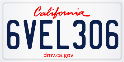 CA license plate 6VEL306