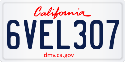CA license plate 6VEL307