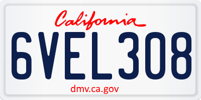 CA license plate 6VEL308