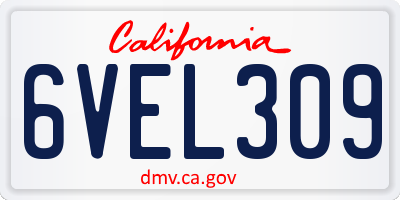 CA license plate 6VEL309