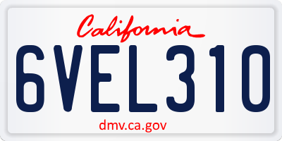 CA license plate 6VEL310