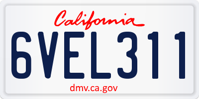 CA license plate 6VEL311