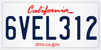 CA license plate 6VEL312