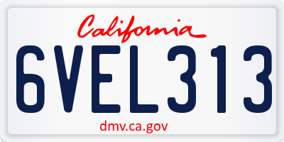 CA license plate 6VEL313