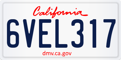 CA license plate 6VEL317