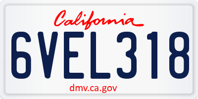 CA license plate 6VEL318