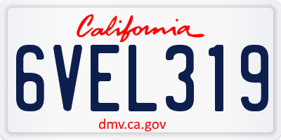 CA license plate 6VEL319