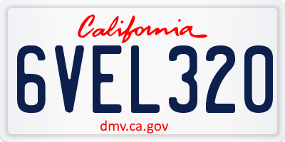 CA license plate 6VEL320