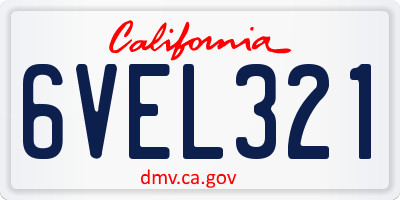 CA license plate 6VEL321