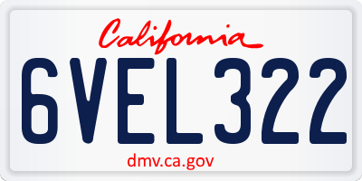 CA license plate 6VEL322