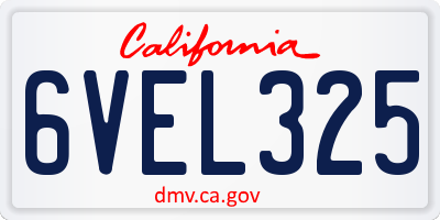 CA license plate 6VEL325