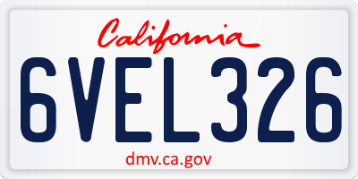 CA license plate 6VEL326