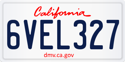 CA license plate 6VEL327