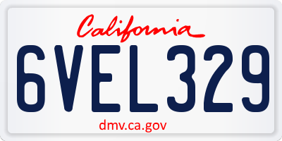 CA license plate 6VEL329