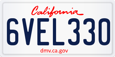 CA license plate 6VEL330