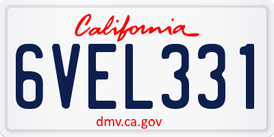 CA license plate 6VEL331