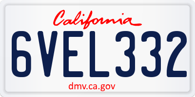 CA license plate 6VEL332