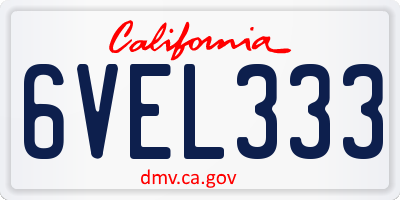 CA license plate 6VEL333