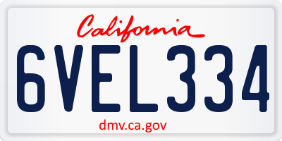 CA license plate 6VEL334