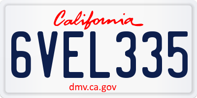 CA license plate 6VEL335