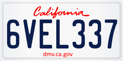 CA license plate 6VEL337