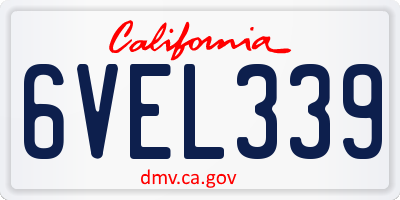 CA license plate 6VEL339