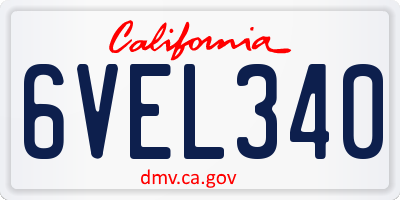 CA license plate 6VEL340