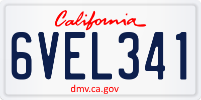 CA license plate 6VEL341