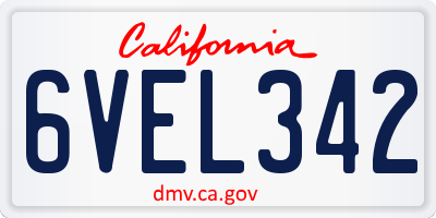 CA license plate 6VEL342
