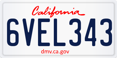 CA license plate 6VEL343
