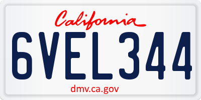 CA license plate 6VEL344