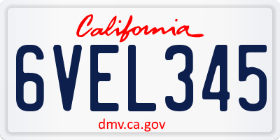 CA license plate 6VEL345