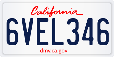 CA license plate 6VEL346
